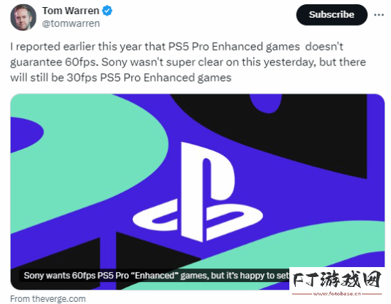 PS5 Pro:增强游戏并非都是60FPS